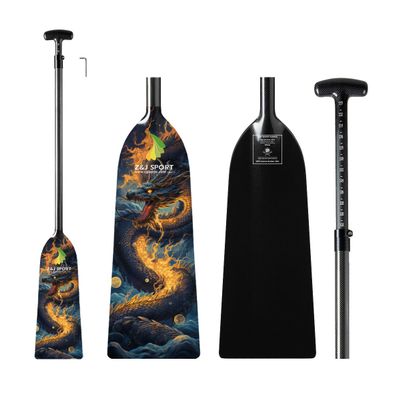 Z&J SPORT Adjustable Dragon Boat Paddle, IDBF Approved Carbon Fiber Paddle, Dragon Graphic Paddle with Adjuster for Dragon Boat Race with Adjustable T Handle (SEP2)
