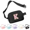 Aganmi Belt Bag for Women Fanny Pack, Chenille Initial Fashion Crossbody Waist Pack with Adjustable Strap, Waterproof Fanny Belt Bag for Travel Outdoors Running Hiking(Black K) view 1