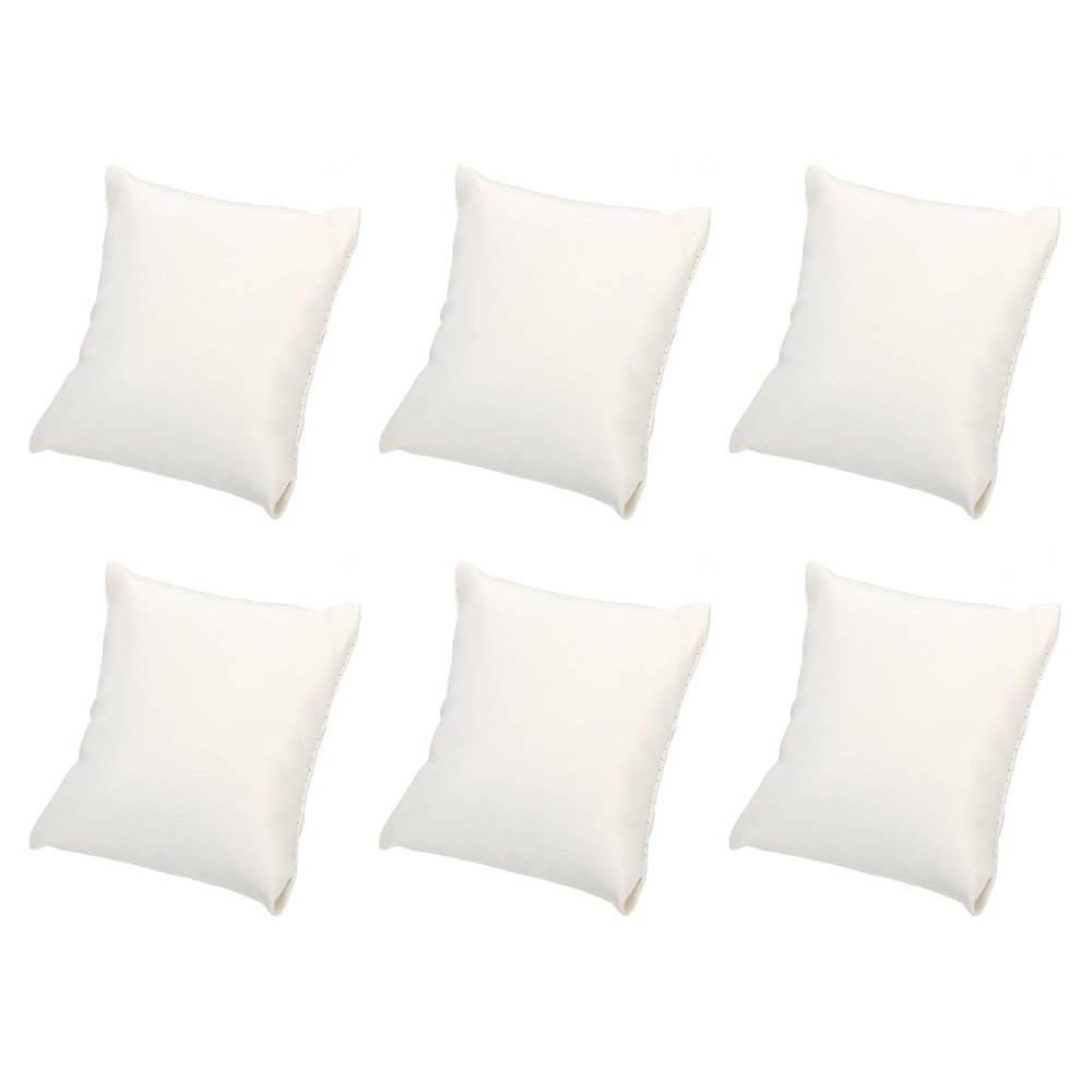 uxcell 6Pcs Bracelet Watch Pillow, 3.54" x 3.15" PU Leather Jewelry Display Pillows for Bangle Cushions Display Storage, White