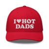 RIVEMUG I Love Hot Dads Trucker Hat Curved Bill Mid Crown Adjustable Funny Adult Humor Cap Red view 2