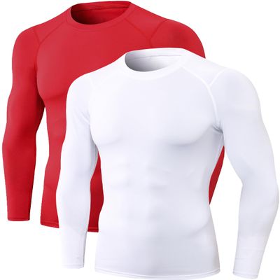Men's Compression Shirts Long Sleeve Athletic T Shirt Workout Cool Dry Running Tops Gym Undershirts Sports Baselayers 1/2 Pack