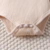 WASAIGOOD Newborn Baby Girl Skirts Set Fly Sleeve Ribbed Romper Plaid Suspender Skirt Toddler Infant Fall Winter Clothes Set (Apricot,18-24 Months) view 4