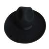 Aoleaky Men's Woolen Fedoras Hat Wide Brim 12Cm Woolen Hat Black Wool Felt Fedora Woolen Cap Equestrian Hat Black 59-60CM L view 1