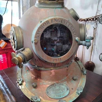 ALFA NAUTICAL Antique Anchor Engineering Diving Divers Helmet Mark V Vintage Morse Scuba Diving Helmet