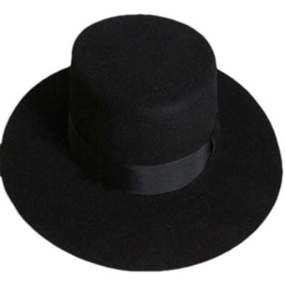 Aoleaky England Style Fedora Jazz Hat Men Wool Autumn Winter Retro Trilby Hat Black 56-58CM M