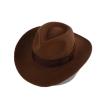 Aoleaky Wool Fedora Hat Wide Band Felt Wool Fedora Hat Riding Cowboy Hats Mens Fedora Hats Brown 59-60CM L view 1