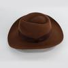 Aoleaky Wool Fedora Hat Wide Band Felt Wool Fedora Hat Riding Cowboy Hats Mens Fedora Hats Brown 59-60CM L view 3