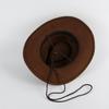 Aoleaky Wool Fedora Hat Wide Band Felt Wool Fedora Hat Riding Cowboy Hats Mens Fedora Hats Brown 59-60CM L view 4