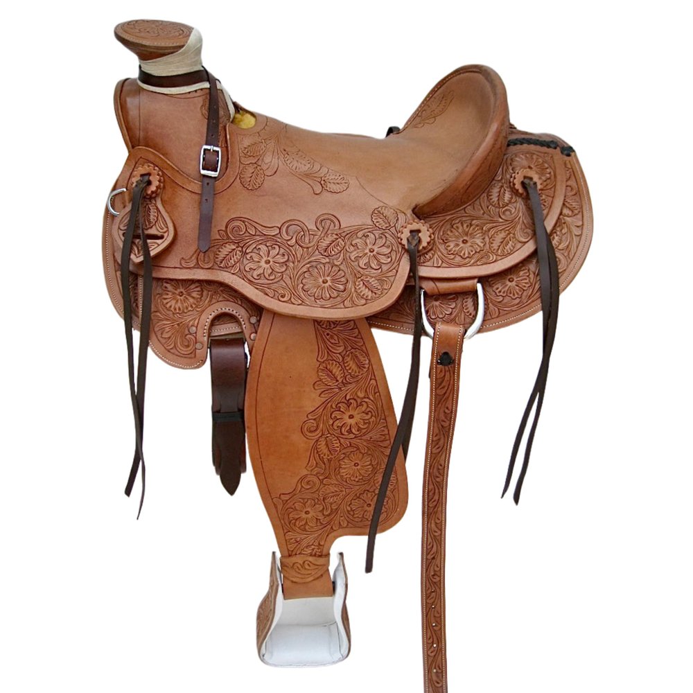 AHS us Awesome Floral Design Roping Ranch Wade Western Saddle (17")