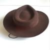Aoleaky Men's Fedoras Wool Hat Adult Woolen Wide Brim Cowboy Hats Single Anti-Wrinkle Cowboy Hat Wide Brim Brown 56-58CM M view 3