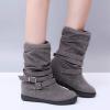 SACFOF Womens Ankle Boots Slip On Mid-Calf Slouch Booties Fashion Casual Slouch Buckle Strap Mid Calf Booties view 3