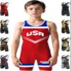 Exxact Sports Sublimated Youth Wrestling Singlet For Boys, Premium Powerlifting Singlet, Kids Wrestling Singlets For Training (YL, Red USA) view 1