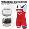 Exxact Sports Sublimated Youth Wrestling Singlet For Boys, Premium Powerlifting Singlet, Kids Wrestling Singlets For Training (YL, Red USA) view 2