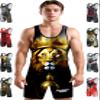 Exxact Sports Sublimated Men's Wrestling Singlet, High-Performance Powerlifting Singlet, Wrestling Singlets for Men (AXL, Lion) view 1