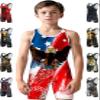 Exxact Sports Sublimated Youth Wrestling Singlet For Boys, Premium Powerlifting Singlet, Kids Wrestling Singlets For Training (YS, Brushy USA) view 1