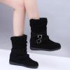 SACFOF Womens Ankle Boots Slip On Mid-Calf Slouch Booties Fashion Casual Slouch Buckle Strap Mid Calf Booties view 2