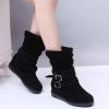 SACFOF Womens Ankle Boots Slip On Mid-Calf Slouch Booties Fashion Casual Slouch Buckle Strap Mid Calf Booties view 4