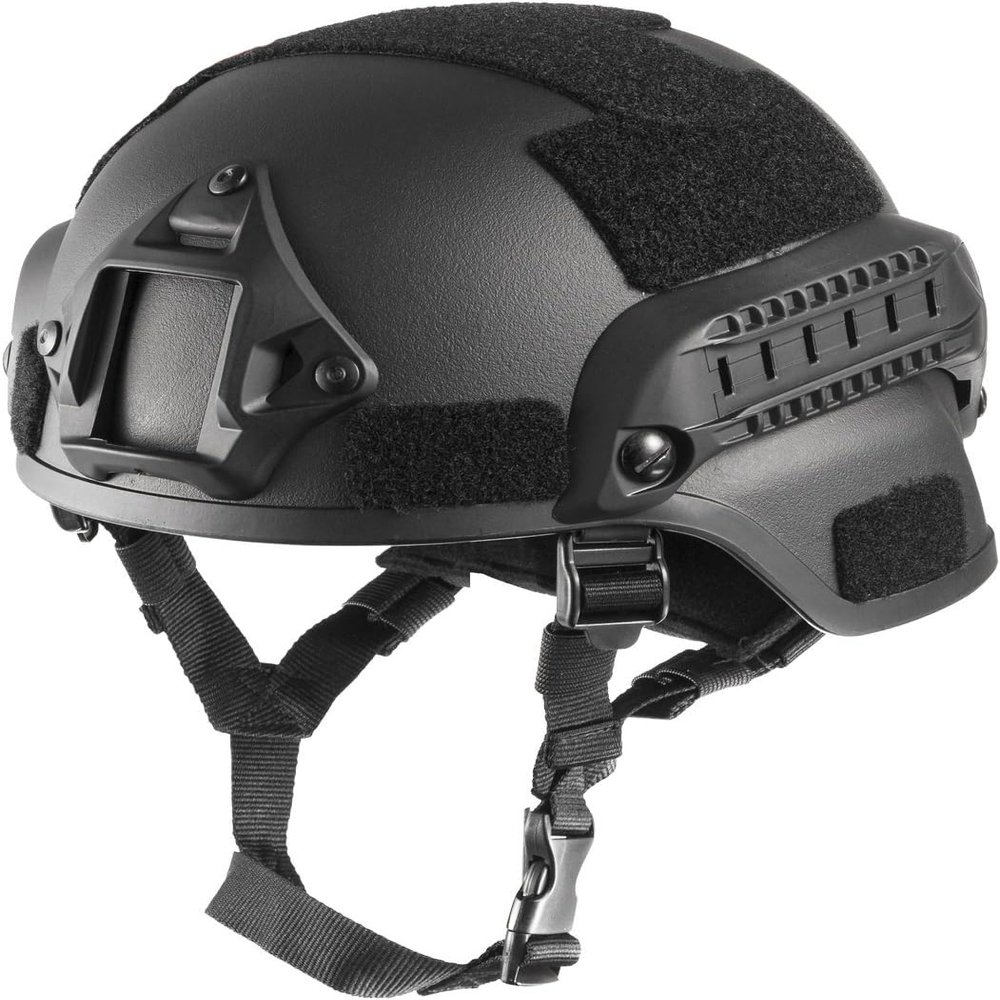 CMAIR4U Airsoft Helmet Mich 2000 Tactical Helmet with Ear Protection, Front NVG Mount and Side Rail (Black)