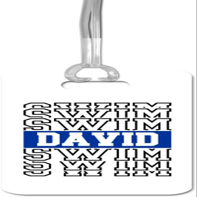 Daisy Lane Swim Bag Tag Personalized, Christmas Stocking Stuffer, Swimmer Gift Idea for Boy Girl, Waterproof Swimming Team Present (Blue)