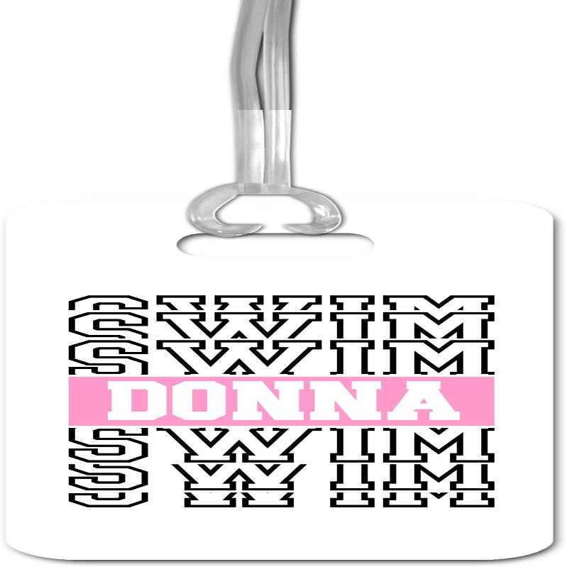 Daisy Lane Swim Bag Tag Personalized - Swimmer Gift Idea for Boy Girl - Waterproof Swimming Team Present (Pink)