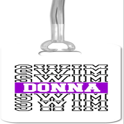 Daisy Lane Swim Bag Tag Personalized, Swimmer Gift Idea for Boy Girl, Christmas Stocking Stuffer, Waterproof Swimming Team Present (Purple)