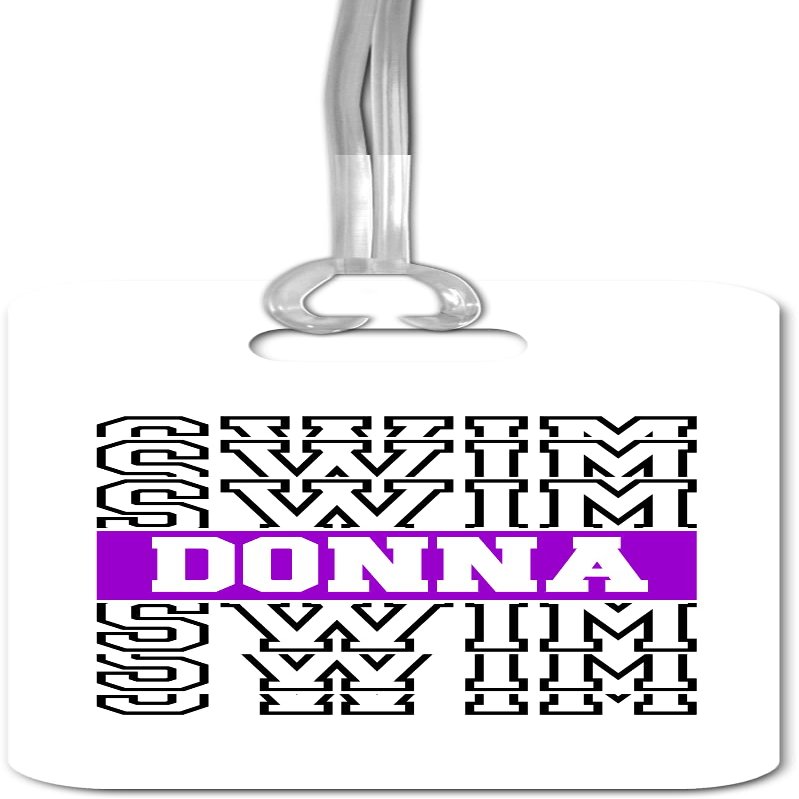 Daisy Lane Swim Bag Tag Personalized, Swimmer Gift Idea for Boy Girl, Christmas Stocking Stuffer, Waterproof Swimming Team Present (Purple)