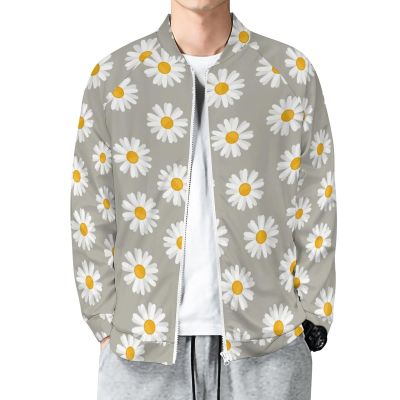 Small Daisy Flower Lightweight Bomber Jacket Men Golf Fashion Coat Track Jackets Casual Windbreaker Shirt 5XL