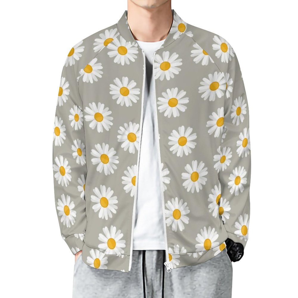 Small Daisy Flower Lightweight Bomber Jacket Men Golf Fashion Coat Track Jackets Casual Windbreaker Shirt 5XL