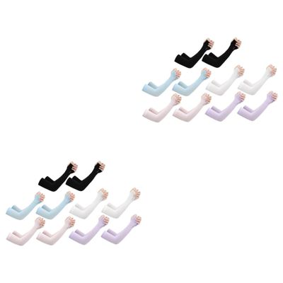 BESPORTBLE 10pairs Uv Protection Arm Sleeves Silk Oversleeve for Men Women Breathable Sun Protector Sleeves for Outdoor Driving Golfing Fishing