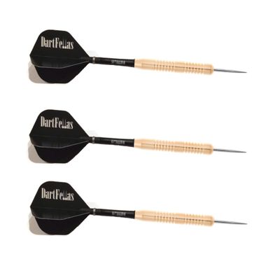 Dartfellas 22g Professional Brass Steel Tip Darts Set Includes Flights & Shafts 22 Gram for Men & Women