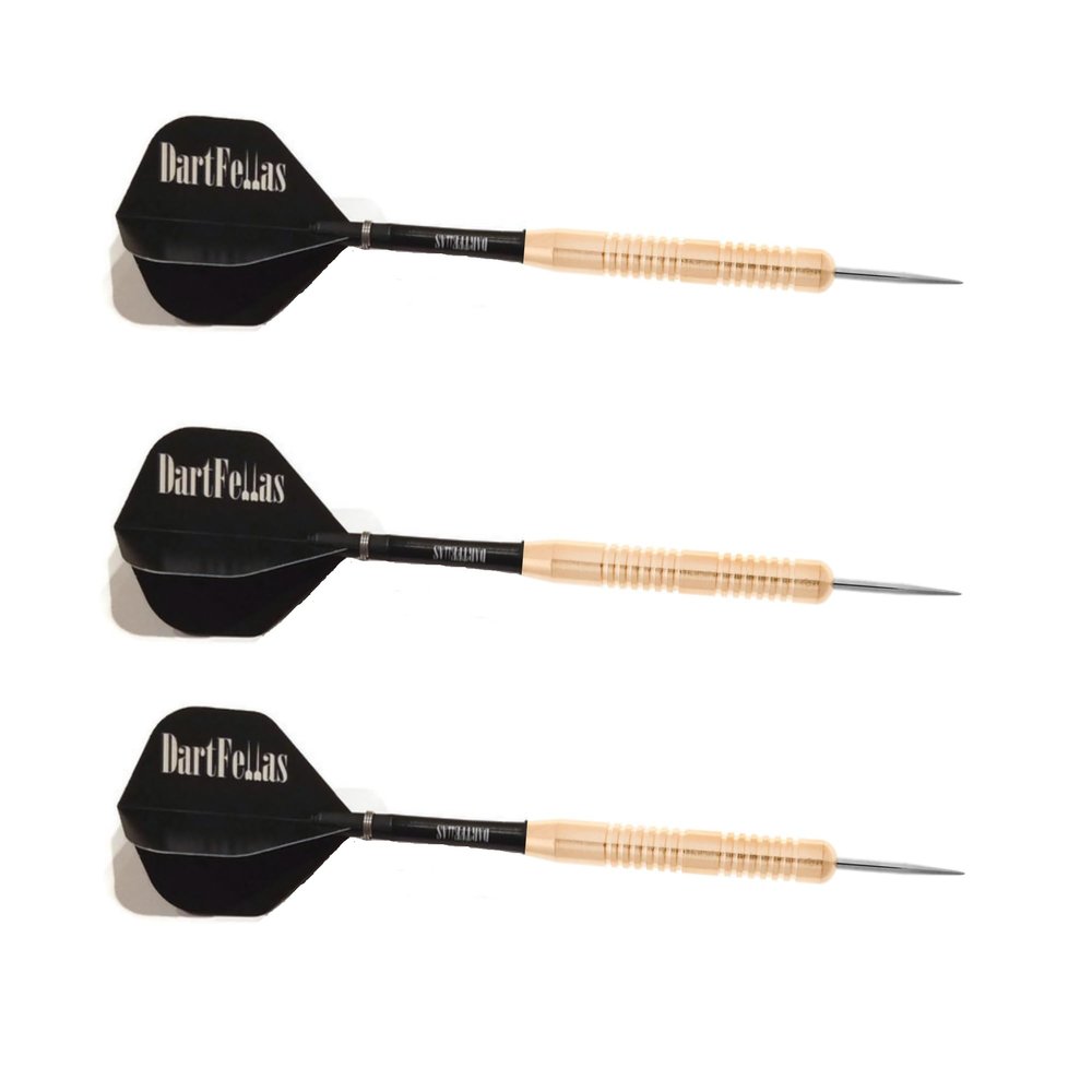 Dartfellas 22g Professional Brass Steel Tip Darts Set Includes Flights & Shafts 22 Gram for Men & Women