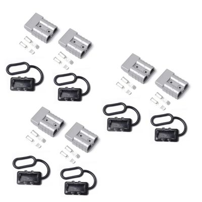 FAVOMOTO 3pcs Power Connector with Protective Cover Double Pole Quick Connect Disconnect for Forklifts and Trailers Polycarbonate and Grey