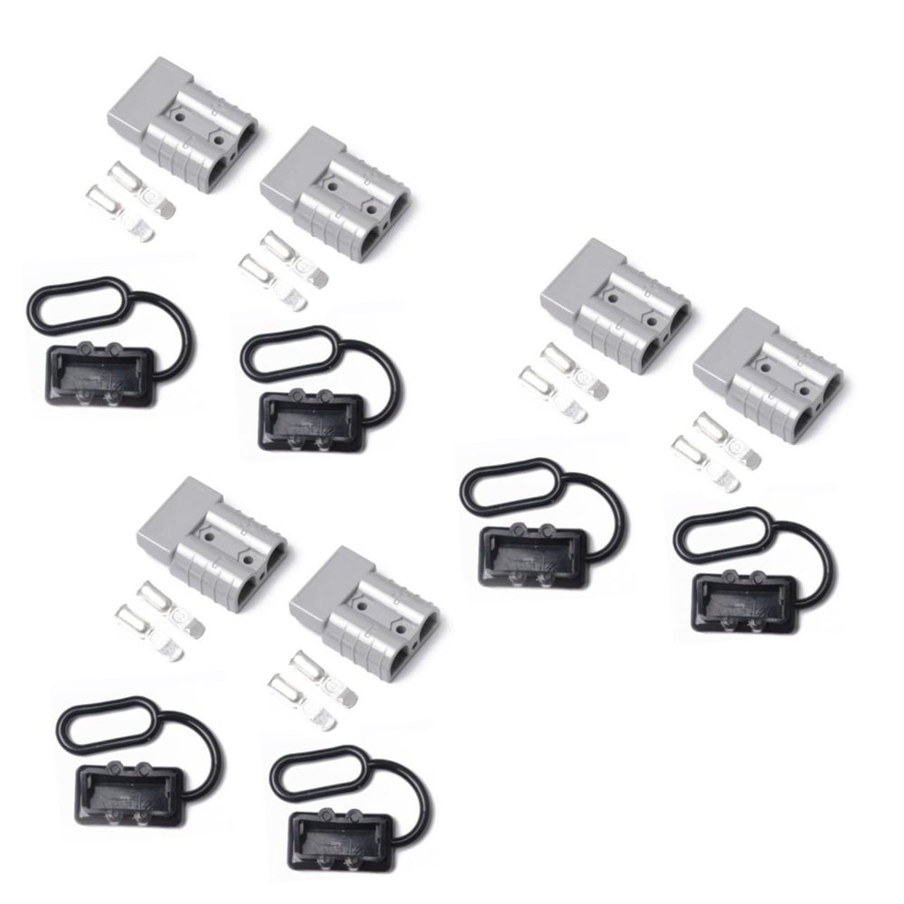 FAVOMOTO 3pcs Power Connector with Protective Cover Double Pole Quick Connect Disconnect for Forklifts and Trailers Polycarbonate and Grey