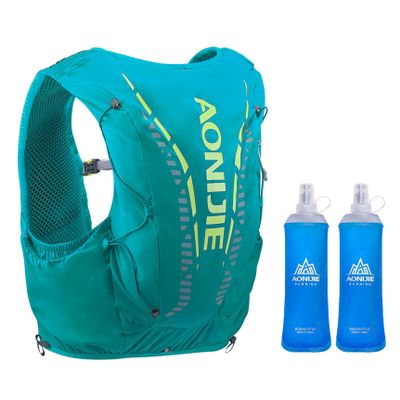 12L High Capacity Hydration Backpack with 2*450ML Soft Flask Lightweight Trail Running Vest for Hiking, Cycling, Climbing, Camping (Turquoise with 2*450ml Soft Flask, M/L)