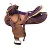 10" Inch Kids Youth Western Horse Barrel Saddle Leather Tack Set Matching Headstall Breast Collar Reins Purple (with Tack Set) view 1