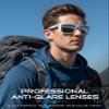 ATTCL Sports Polarized Sunglasses for Men: Secure Anti-Slip Lightweight TR90 Square Frame UV Protection for Driving Fishing Climbing 1124 White-Black view 3