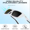 ATTCL Sports Polarized Sunglasses for Men: Secure Anti-Slip Lightweight TR90 Square Frame UV Protection for Driving Fishing Climbing 1124 White-Black view 4