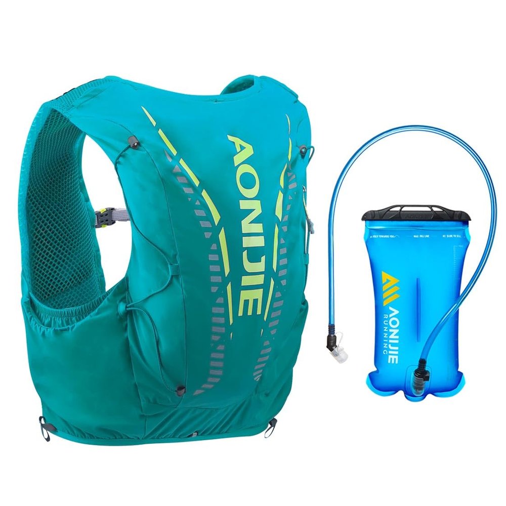 12L High Capacity Hydration Backpack with 1.5L Water Bladder Lightweight Trail Running Vest for Hiking, Cycling, Climbing, Camping (Turquoise with 1.5L Water Bladder, M/L)