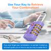 Forge Dual-Opening: Key or Combination Access Lock, TSA Approved Locks for Luggage, Pelican case, Travel, Gym, School, Stainless Steel Shackle. (Purple, 2 Pk) view 4