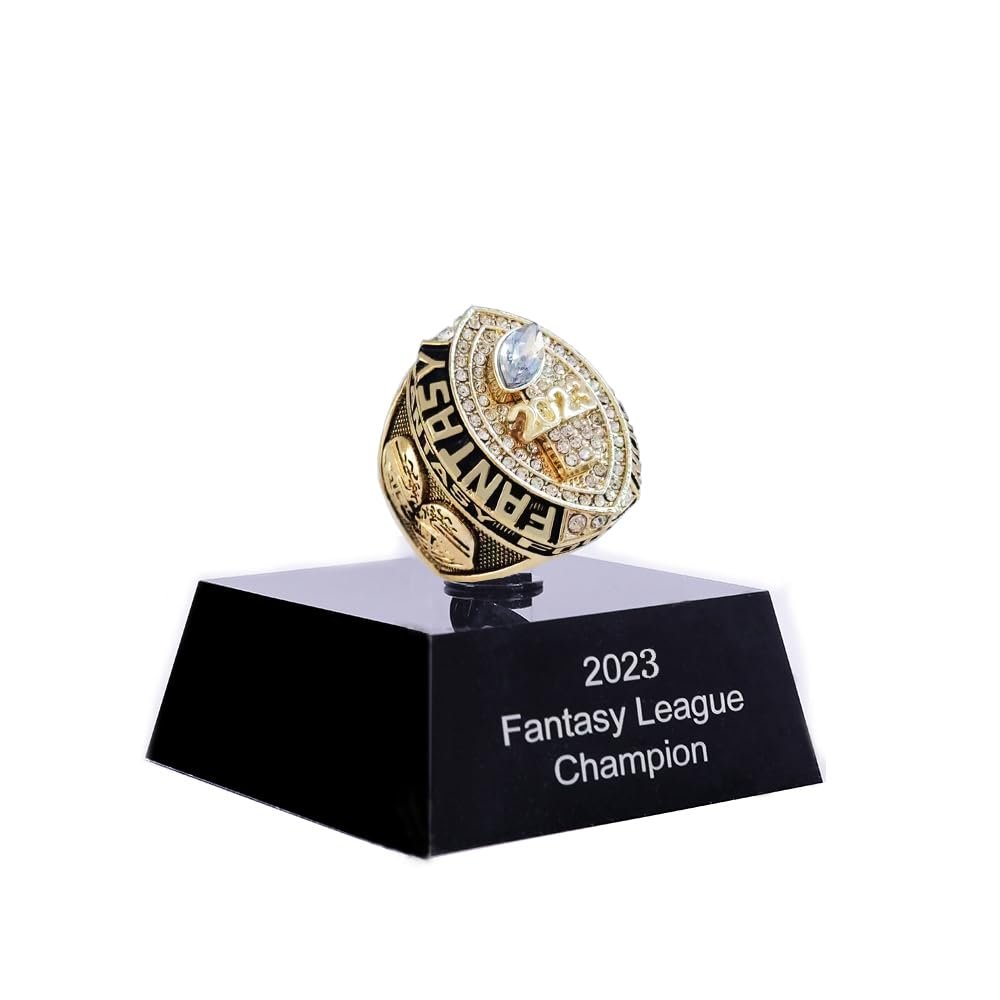 guancrown 2023 Fantasy Football Championship Trophy Ring | Award For Fantasy Football League Winner (size 10, ring with case)