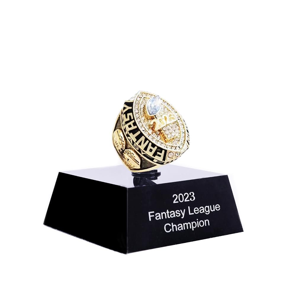 guancrown 2023 Fantasy Football Championship Trophy Ring | Award For Fantasy Football League Winner (size 9, ring with case)
