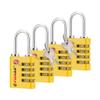 Forge Dual-Opening: Key or Combination Access Lock, TSA Approved Locks for Luggage, Pelican case, Travel, Gym, School, Stainless Steel Shackle.(Yellow, 4 Pk) view 1