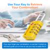 Forge Dual-Opening: Key or Combination Access Lock, TSA Approved Locks for Luggage, Pelican case, Travel, Gym, School, Stainless Steel Shackle.(Yellow, 4 Pk) view 4