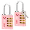 Forge Dual-Opening: Key or Combination Access Lock, TSA Approved Locks for Luggage, Pelican case, Travel, Gym, School, Stainless Steel Shackle. (Pink, 2 Pk) view 1