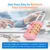 Forge Dual-Opening: Key or Combination Access Lock, TSA Approved Locks for Luggage, Pelican case, Travel, Gym, School, Stainless Steel Shackle. (Pink, 2 Pk) view 4