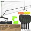 Foldable Pickleball Set with Net  Portable Outdoor Net with Wheels, 4 Paddles, Balls & Markers, Instant Setup, Compact Storage (7.5), Regulation Size for Driveway & Backyard Games, Easy Relocation view 1