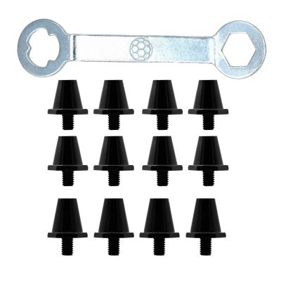 12x Football Boot Spikes, Soccer Anti Slip Screw in Football Cleats Replacement Spikes for Athletic, Sneakers, 13mm 15mm, Black with Wrench