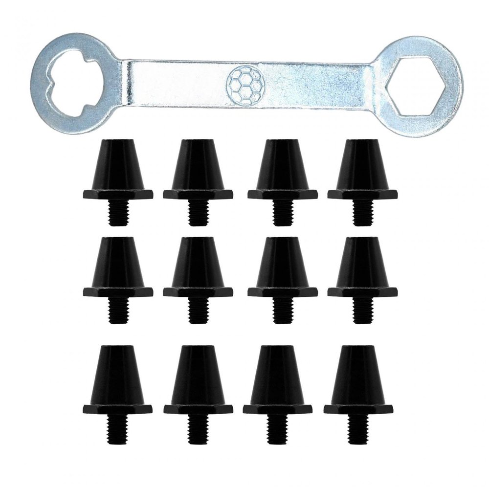 12x Football Boot Spikes, Soccer Anti Slip Screw in Football Cleats Replacement Spikes for Athletic, Sneakers, 13mm 15mm, Black with Wrench