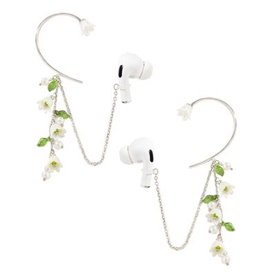 Zyuzles Earphone Anti Lost Earring Clip 1pair,Earbud Earrings Earring Holder for Airpod Creative Flower Pistil Earring Clips