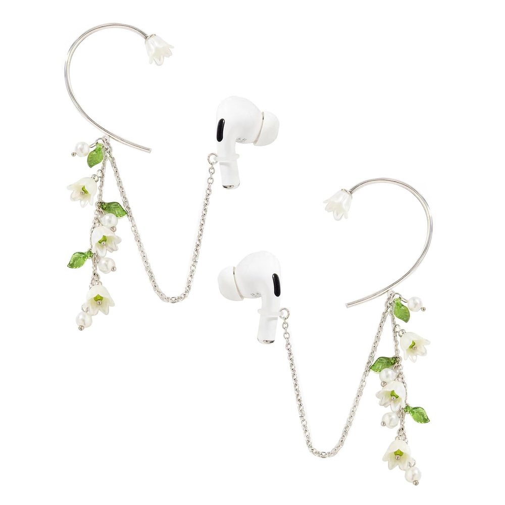 Zyuzles Earphone Anti Lost Earring Clip 1pair,Earbud Earrings Earring Holder for Airpod Creative Flower Pistil Earring Clips